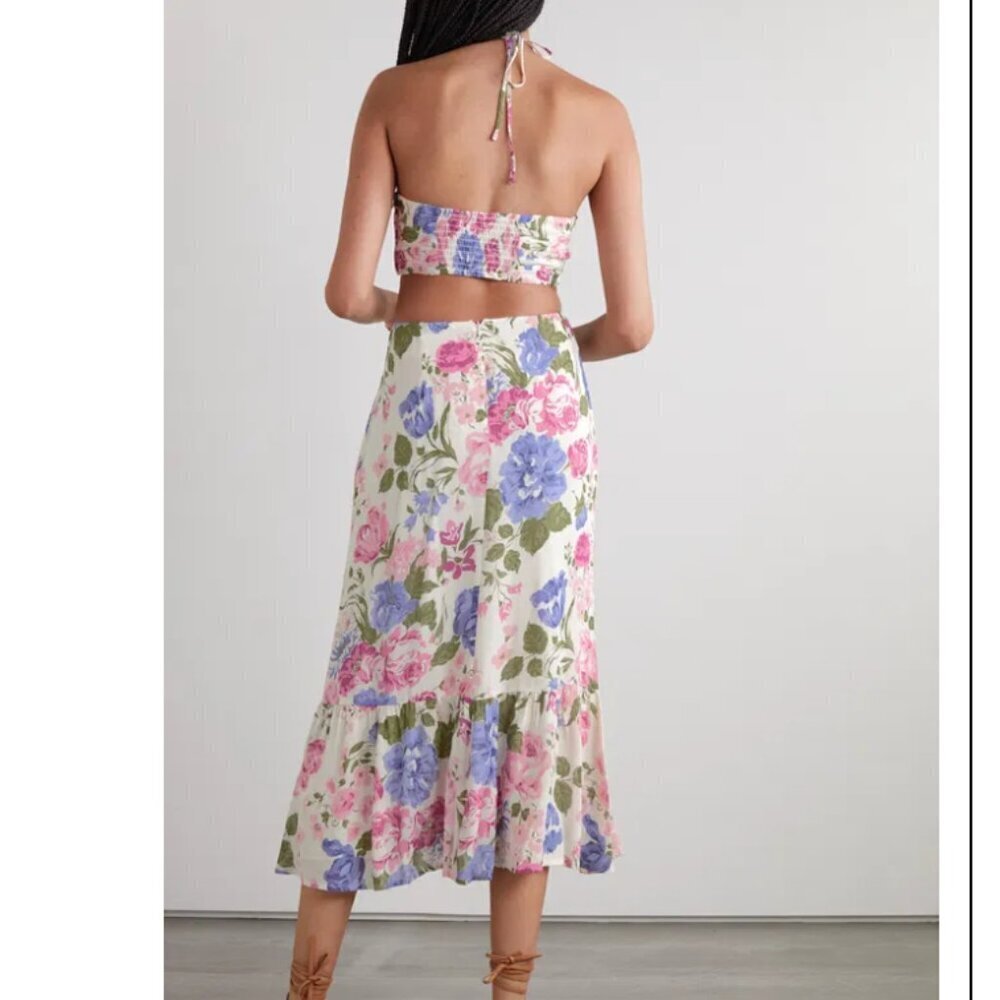Reformation Riya Floral Halter Cutout Midi Dress NWT 10 - Picture 10 of 11